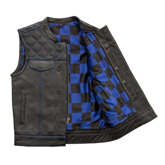 Men's Motorcycle Leather Vest - Picture 1 of 4